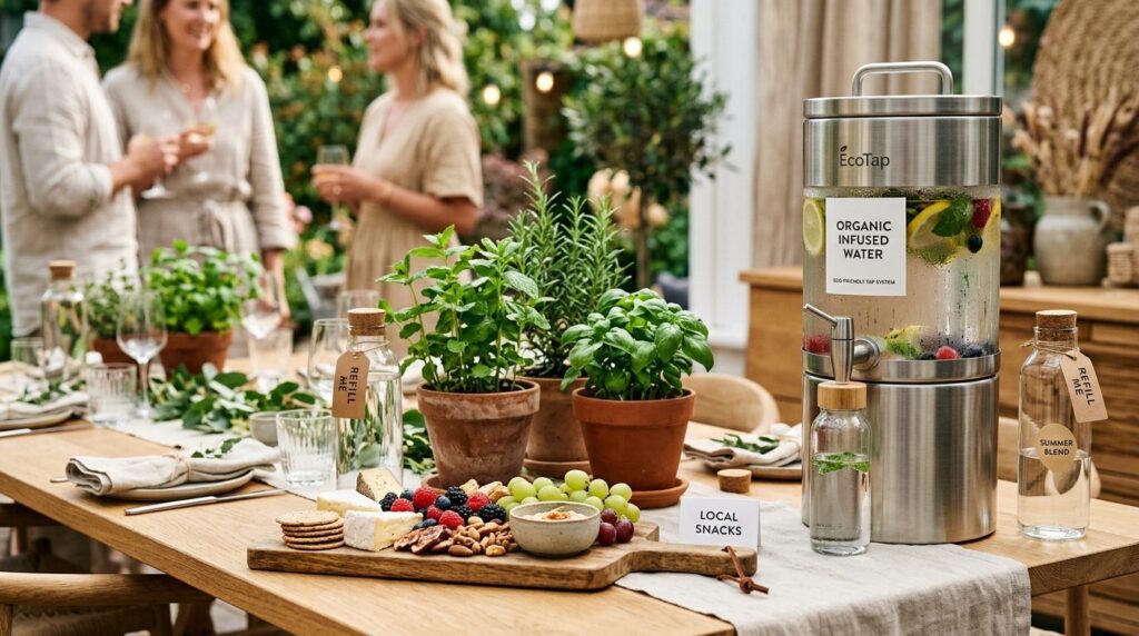 Close-up lifestyle photograph of sustainable garden party de